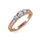 3 - Ayaka Diamond Three Stone with Side Pink Sapphire Ring 