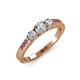 Ayaka Diamond Three Stone with Side Pink Tourmaline Ring 