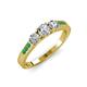 3 - Ayaka Diamond Three Stone with Side Emerald Ring 