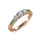 3 - Ayaka Diamond Three Stone with Side Emerald Ring 