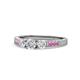 1 - Ayaka Diamond Three Stone with Side Pink Sapphire Ring 