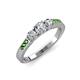 3 - Ayaka Diamond Three Stone with Side Green Garnet Ring 