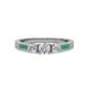 2 - Ayaka Diamond Three Stone with Side Emerald Ring 