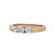 1 - Ayaka Diamond Three Stone with Side Yellow Sapphire Ring 