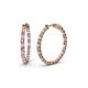 1 - Carisa 11.00 ctw (2.30 mm) Inside Outside Round Pink Tourmaline and Natural Diamond Eternity Hoop Earrings 