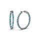 1 - Carisa 1.90 ctw (2.30 mm) Inside Outside Round London Blue Topaz and Lab Grown Diamond Eternity Hoop Earrings 