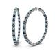 Carisa 6.02 ctw (2.70 mm) Inside Outside Round Blue Diamond and Natural Diamond Eternity Hoop Earrings 