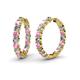 1 - Carisa 11.38 ctw (4.50 mm) Inside Outside Round Pink Tourmaline and Natural Diamond Eternity Hoop Earrings 