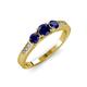 4 - Ayaka Blue Sapphire Three Stone with Side Diamond Ring 