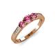 4 - Ayaka Pink Tourmaline Three Stone with Side Diamond Ring 