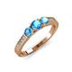 4 - Ayaka Blue Topaz Three Stone with Side Diamond Ring 