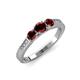 4 - Ayaka Red Garnet Three Stone with Side Diamond Ring 