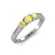 4 - Ayaka Yellow Sapphire Three Stone with Side Diamond Ring 