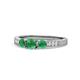 1 - Ayaka Emerald Three Stone with Side Diamond Ring 