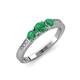 4 - Ayaka Emerald Three Stone with Side Diamond Ring 