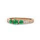 1 - Ayaka Emerald Three Stone with Side Diamond Ring 