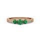 2 - Ayaka Emerald Three Stone with Side Diamond Ring 