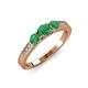 3 - Ayaka Emerald Three Stone with Side Diamond Ring 