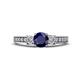 1 - Valene Blue Sapphire and Lab Grown Diamond Three Stone Engagement Ring 