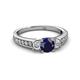 2 - Valene Blue Sapphire and Lab Grown Diamond Three Stone Engagement Ring 