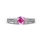 1 - Valene Pink Sapphire and Lab Grown Diamond Three Stone Engagement Ring 