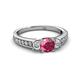 2 - Valene Pink Tourmaline and Lab Grown Diamond Three Stone Engagement Ring 