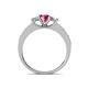 4 - Valene Pink Tourmaline and Lab Grown Diamond Three Stone Engagement Ring 