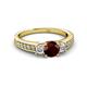 2 - Valene Red Garnet and Lab Grown Diamond Three Stone Engagement Ring 