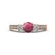 1 - Valene Rhodolite Garnet and Lab Grown Diamond Three Stone Engagement Ring 