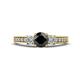 1 - Valene Black and White Lab Grown Diamond Three Stone Engagement Ring 