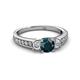 2 - Valene London Blue Topaz and Lab Grown Diamond Three Stone Engagement Ring 