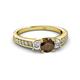 2 - Valene Smoky Quartz and Lab Grown Diamond Three Stone Engagement Ring 
