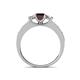 4 - Valene Red Garnet and Lab Grown Diamond Three Stone Engagement Ring 