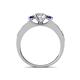 4 - Valene Diamond and Blue Sapphire Three Stone with Side Blue Sapphire Ring 