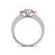 4 - Valene Diamond and Pink Sapphire Three Stone with Side Pink Sapphire Ring 