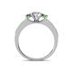 4 - Valene Diamond and Green Garnet Three Stone with Side Green Garnet Ring 