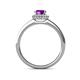 5 - Syna Signature Round Diamond and Amethyst Halo Engagement Ring 