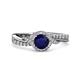 3 - Nebia Signature Blue Sapphire and Diamond Bypass Womens Engagement Ring 