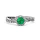 3 - Nebia Signature Emerald and Diamond Bypass Womens Engagement Ring 