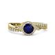 3 - Nebia Signature Blue Sapphire and Diamond Bypass Womens Engagement Ring 