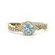 3 - Nebia Signature Aquamarine and Diamond Bypass Womens Engagement Ring 