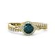 3 - Nebia Signature London Blue Topaz and Diamond Bypass Womens Engagement Ring 