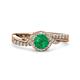 3 - Nebia Signature Emerald and Diamond Bypass Womens Engagement Ring 