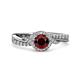3 - Nebia Signature Red Garnet and Diamond Bypass Womens Engagement Ring 