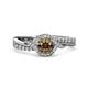 3 - Nebia Signature Smoky Quartz and Diamond Bypass Womens Engagement Ring 