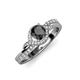 4 - Nebia Signature Black and White Diamond Bypass Womens Engagement Ring 