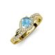4 - Nebia Signature Blue Topaz and Diamond Bypass Womens Engagement Ring 