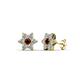 1 - Amora Red Garnet and Lab Grown Diamond Flower Earrings 