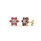 1 - Amora Lab Grown Diamond and Rhodolite Garnet Flower Earrings 
