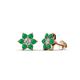 1 - Amora Lab Grown Diamond and Emerald Flower Earrings 